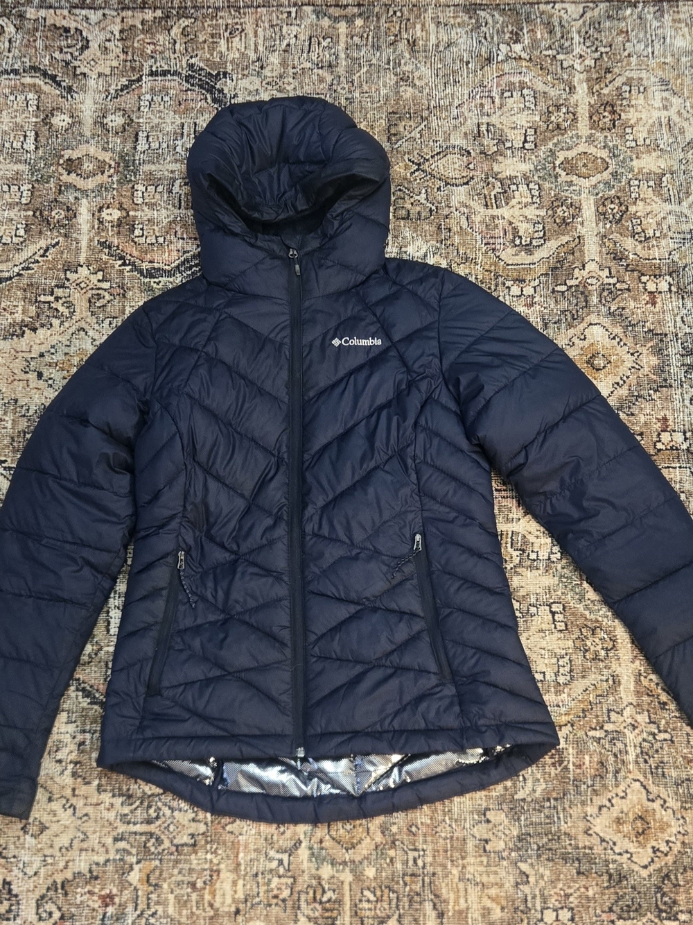 Columbia Women's Omni-Heat Hooded Puffer Jacket - Navy - Medium